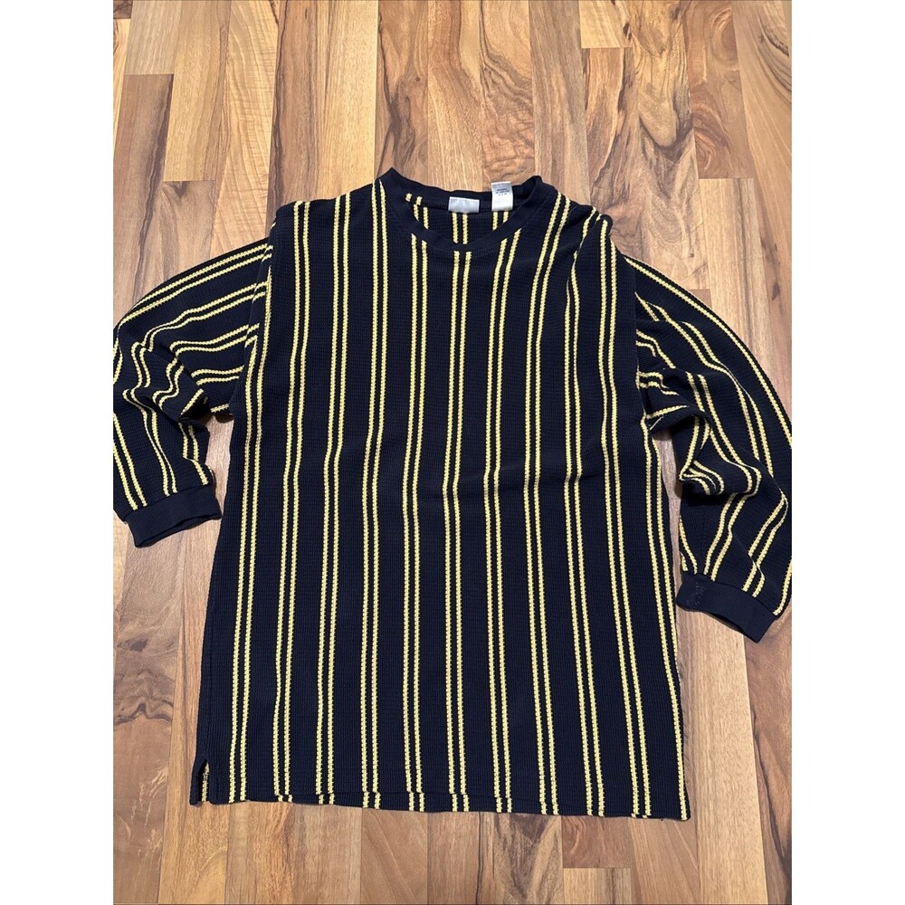 Paradox Yellow Black Vintage 90s Striped Long Sleeve Men’s Size Medium